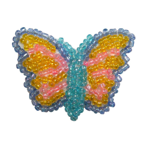 ID 8892 Butterfly Spread Wing Patch Garden Insect Bug Beaded Iron On Applique