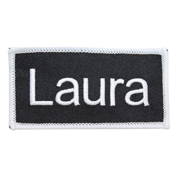 Laura Name Tag Patch Uniform ID Work Shirt Badge Embroidered Iron On Applique