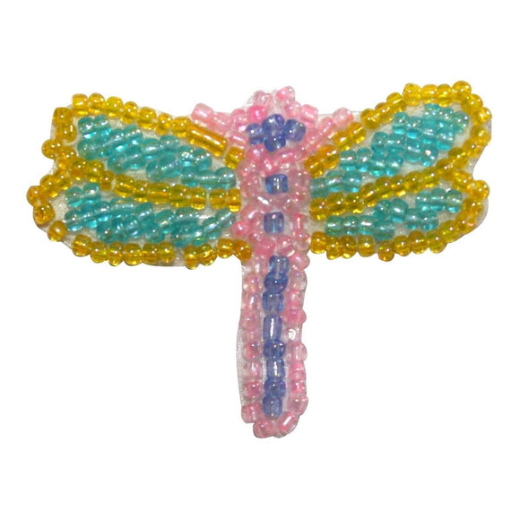 ID 8898 Dragonfly Spread Wing Patch Garden Insect Bug Beaded Iron On Applique