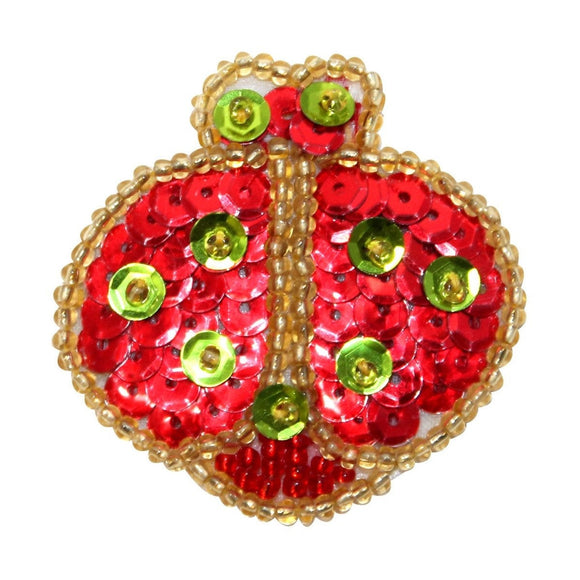 ID 9126 Red Sequin Ladybug Patch Spotted Garden Insect Beaded Iron On Applique