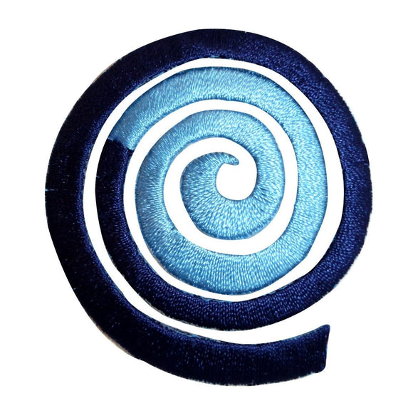 ID 9127 Blue Spiral Swirl Patch Twist Shape Design Embroidered Iron On Applique