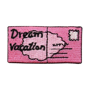 ID 9032 Dream Vacation Postcard Patch Letter Stamp Embroidered Iron On Applique