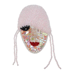 ID 9148 Beaded/Sequin Celebrity Woman/Fashion Model Face Patch/Iron On Applique