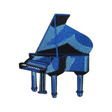 ID 3175 Blue Grand Piano Patch Musical Instrument Embroidered Iron On Applique