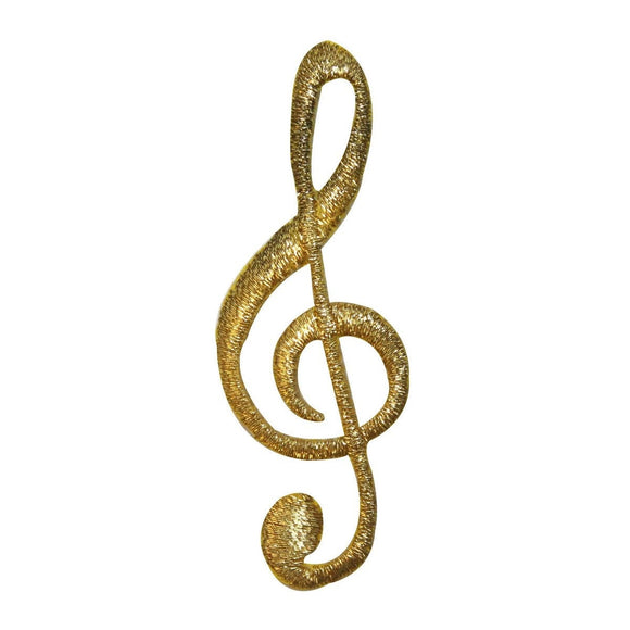 ID 9161 Gold Treble G Clef Patch Music Pitch Symbol Embroidered Iron On Applique