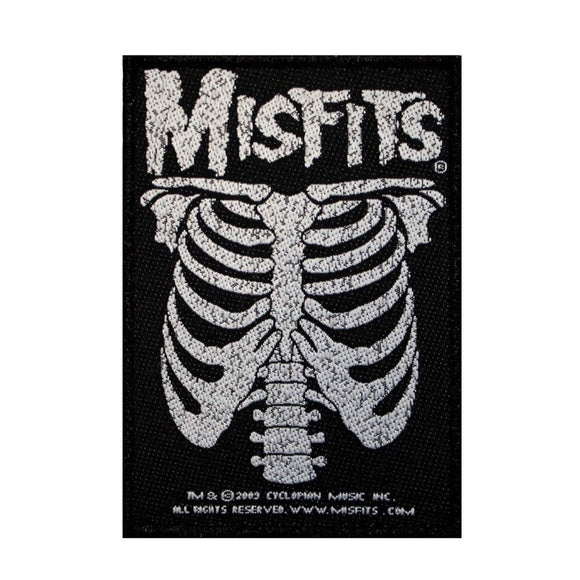 Misfits Ribcage Patch Punk Rock Band Music Skeleton Jacket Woven Sew On Applique