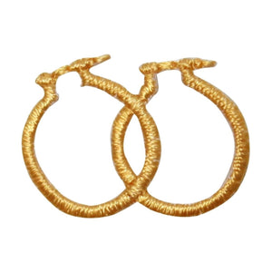 ID 9074 Lot of 3 Gold Hoop Earrings Patch Jewelry Embroidered Iron On Applique