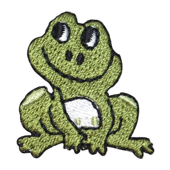 ID 9099 Happy Cartoon Frog Patch Pond Green Animal Embroidered Iron On Applique