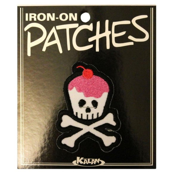 Skull Crossbones Cupcake Patch Biker Girls Death Embroidered Iron On Applique