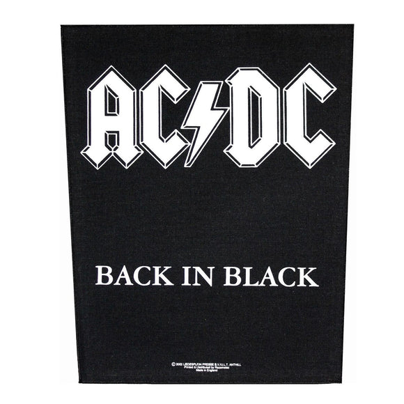 XLG AC/DC Back In Black Back Patch Album Cover Art Rock Jacket Sew on Applique