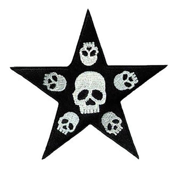 Tattoo Art Skull Star Patch Biker Death Badge Evil Embroidered Iron On Applique