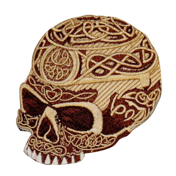 Celtic Skull Craving Patch Biker Alchemy Head Dead Embroidered Iron On Applique