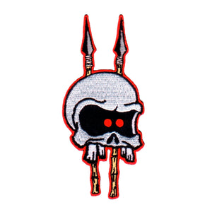 Artist Kruse Speared Skull Patch Tribe Head Biker Embroidered Iron Applique