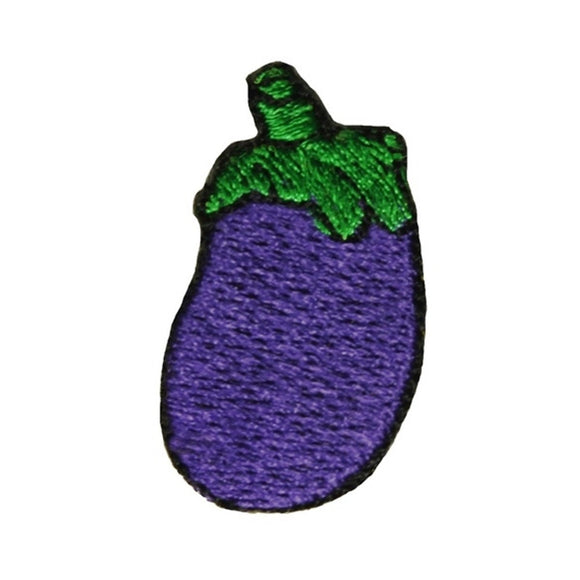 ID 1266Z Purple Eggplant With Stem Patch Garden Embroidered Iron On Applique