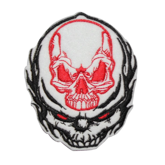 Skull In Skull Tattoo Patch Felt Biker Death Face Embroidered Iron On Applique