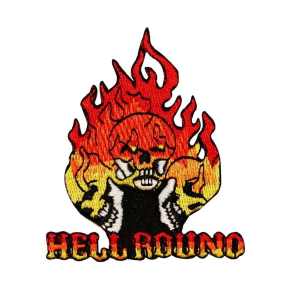 Hell Round Flaming Skulls Patch Biker Death Tattoo Embroidered Iron On Applique