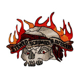 Stewed Screwed & Tattooed Skull Patch Biker Tattoo Embroidered Iron On Applique