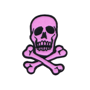 Skull Crossbones Patch 2 3/4" Black On Purple Biker Embroidered Iron On Applique