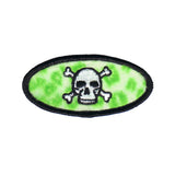 Green Skull Crossbones Badge Patch Name Tag Symbol Embroidered Iron On Applique