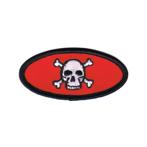 Red Skull Crossbones Badge Patch Name Tag Symbol Embroidered Iron On Applique