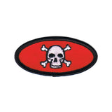 Red Skull Crossbones Badge Patch Name Tag Symbol Embroidered Iron On Applique