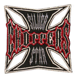 Silver Star Choppers Maltese Cross Patch Biker Cycle Embroidered Iron On Applique