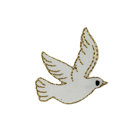 ID 0623 Flying White Dove Patch Peace Love Bird Embroidered Iron On Applique