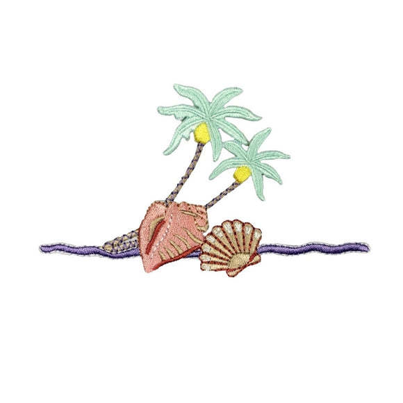 ID 1763 Tropical Beach Scene Patch Vacation Craft Embroidered Iron On Applique