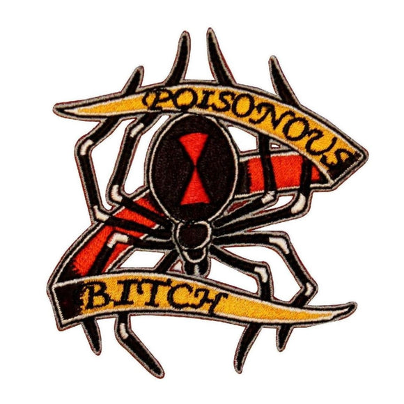 Poisonous Bitch Black Widow Patch Girl Spider Sign Embroidered Iron On Applique