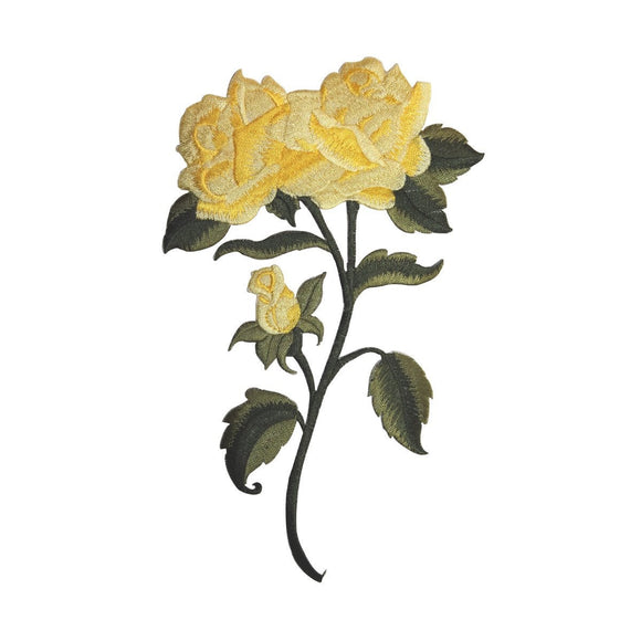 ID 5100 Large Yellow Rose Patch Flower Plant Bloom Embroidered Iron On Applique