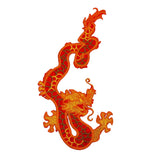 Right Facing Orange Dragon Patch Chinese Asian Fire Embroidered Iron On Applique