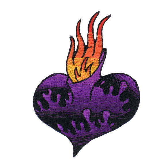 Dan Collins Flaming Sacred Heart Patch Artist Love Embroidered Iron On Applique