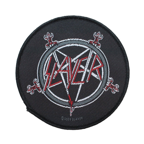 Slayer Pentagram Logo Patch Swords Thrash Metal Music Band Woven Sew On Applique
