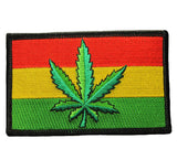 African Rastafari Flag Cannabis Marijuana Pot Embroidered Iron On Applique Patch