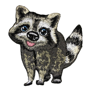 Cute Raccoon Cub Patch Baby Animal Nocturnal Forest Embroidered Iron On Applique