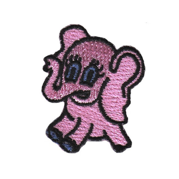 Pink Cartoon Elephant Patch Cute Kids Wild Animal Embroidered Iron On Applique