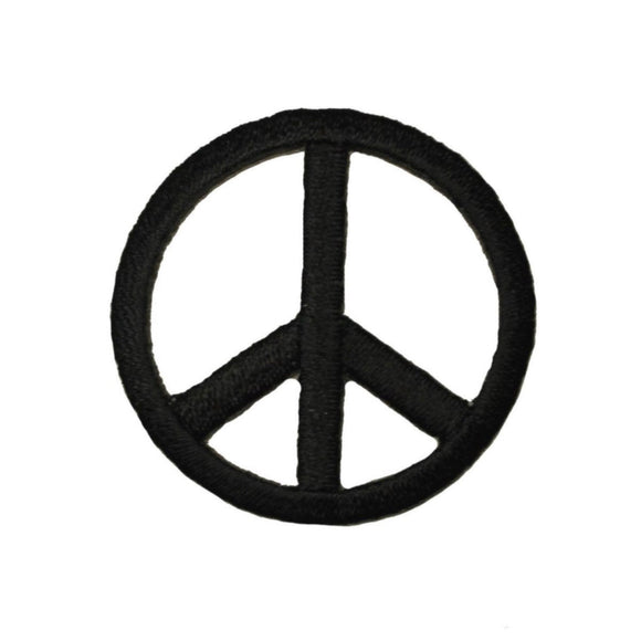 Small Black Peace Sign Patch Die Cut Hippie Groovy Symbol Iron On Applique
