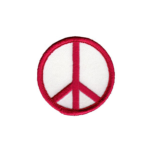 2 Inch Peace Sign Magenta on White Patch Hippie Apparel DIYIron On Applique