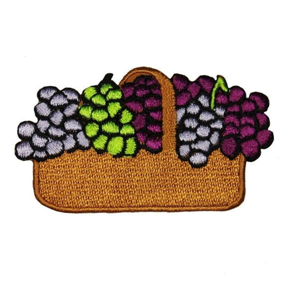ID 1217 Basket of Grapes Patch Picking Wine Fruit Embroidered Iron On Applique