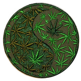 Pot Leaf Yin Yang Patch Marijuana Hemp Zen Symbol Embroidered Iron On Applique