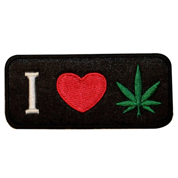 I Love Pot Marijuana Lover Patch Stoner Weed Hippie Embroidered Iron On Applique