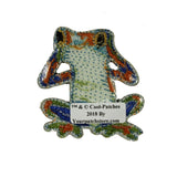 ID 0002 Colorful Frog Patch Shiny Blue Hear No Evil Embroidered Iron On Applique
