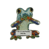 ID 0003 Colorful Frog Shiny Blue Speak No Evil Patch Embroidered IronOn Applique