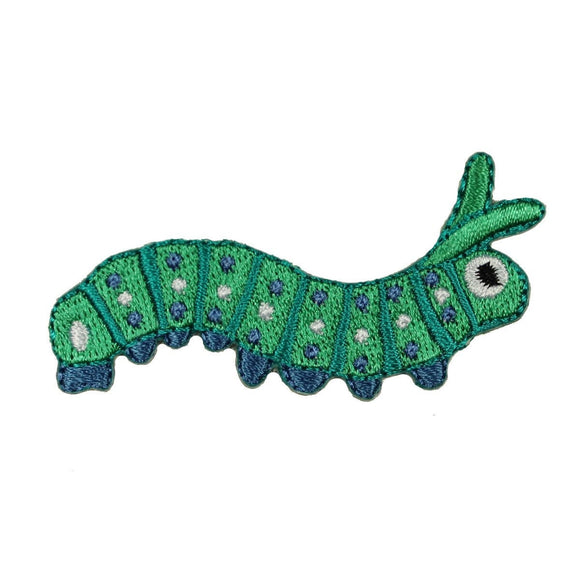 ID 0408 Small Green Caterpillar Patch Butterfly Embroidered Iron On Applique