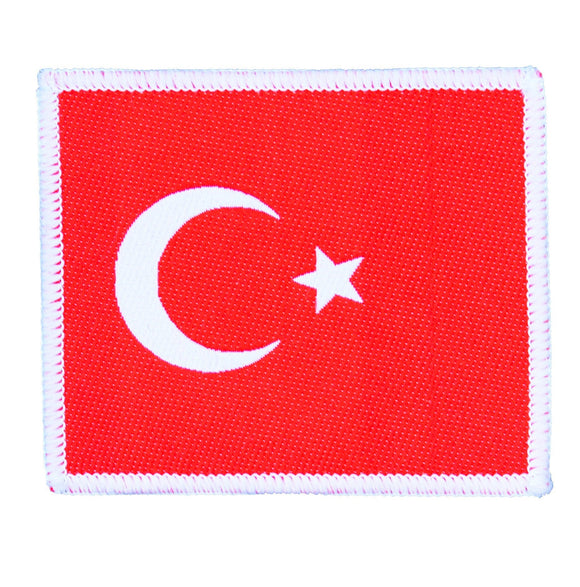 Turkey Country Flag White Boarder Patch National Travel Woven Sew On Applique