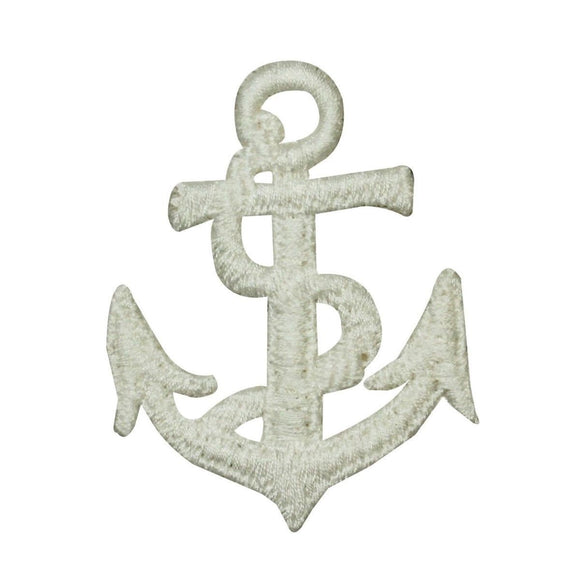 White Anchor Patch Rope Nautical Boat Weight Embroidered Sew On Applique