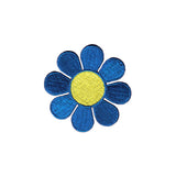 2 Inch Daisy Blue Petals Yellow Center Patch Flower Embroidered Iron On Applique