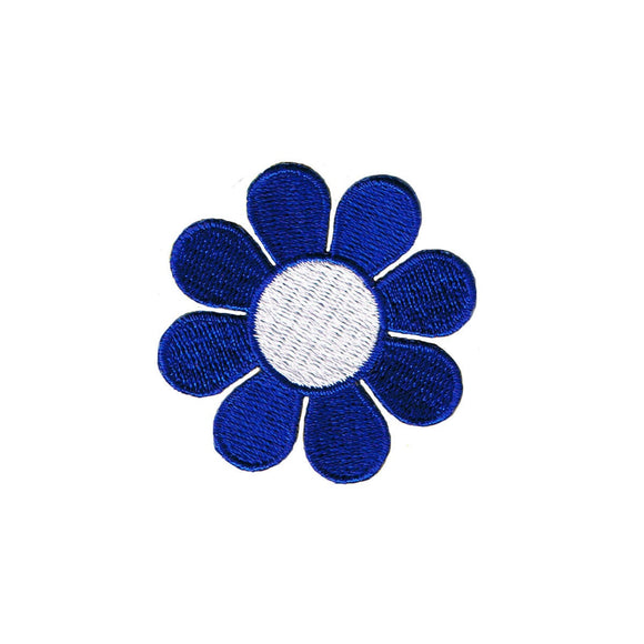 2 Inch Daisy Dark Blue Petals White Center Patch Flower Hippie Iron On Applique
