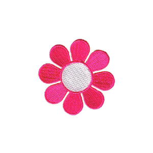 2 Inch Daisy Dark Pink Petals White Center Patch Flower Hippie Iron On Applique
