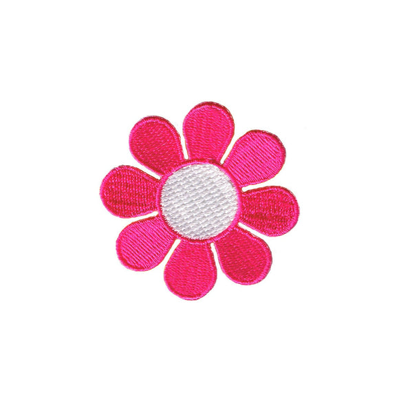 2 Inch Daisy Dark Pink Petals White Center Patch Flower Hippie Iron On Applique